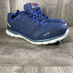 Reebok Sublite Shoes Men's Size 8W - Work Alloy Safety Toe + Cushion Blue RB4043